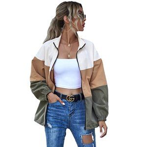 *HOST PICK* Khaki & Green ColorBlock Bomber Jacket